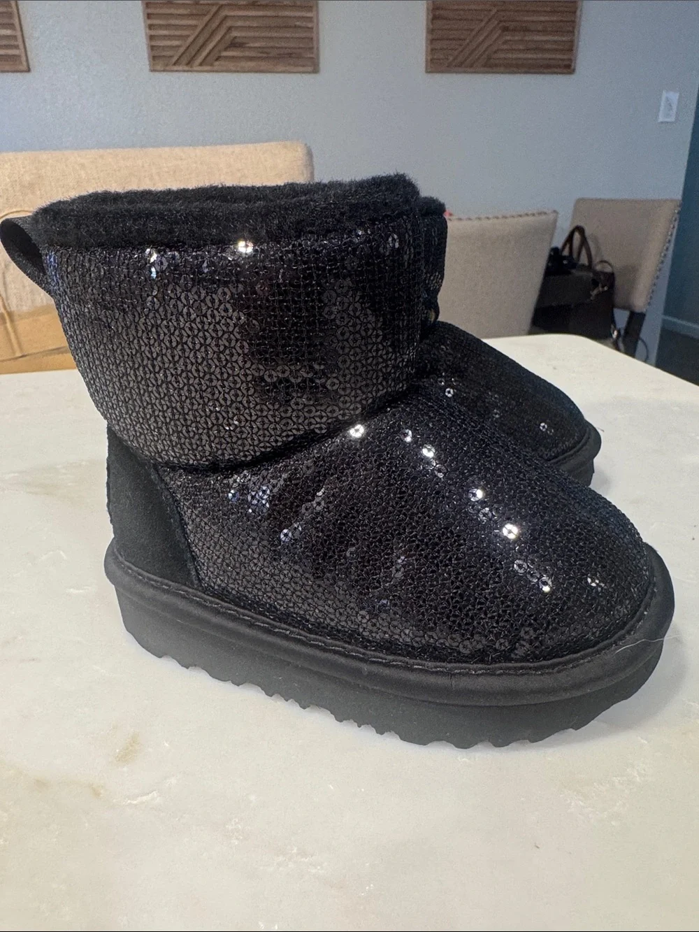 UGG Kids Black Sequin Short Boot